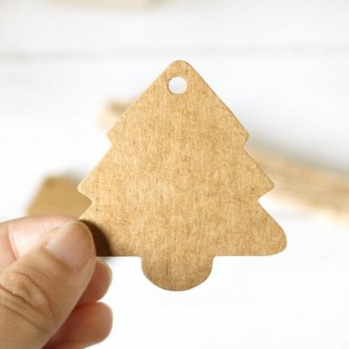 50 100pcs Tree Shape Tags Christmas Decoration Gift Bags Hang Tag Kraft Paper Cards DIY Creative Xmas Tree Decor Ornaments Label