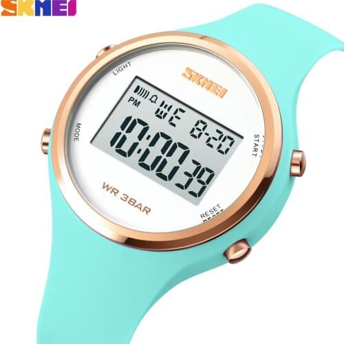 New SKMEI Womens Outdoor Sports Electronic Watches Led Light Display Clock Waterproof PU Strap Ladies Wristwatch reloj hombre