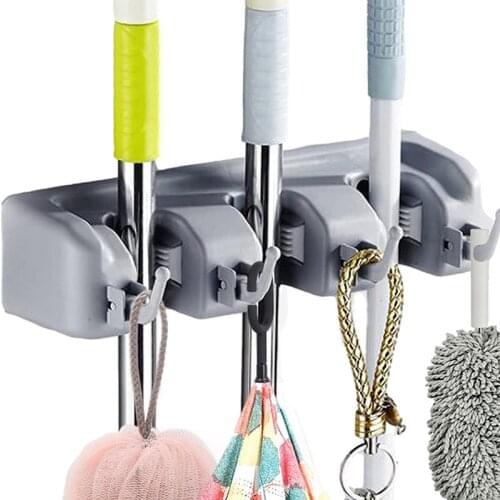 Wall Mounted Broom Holder Multi-Functional Space Saving Magic 3/4/5 Position ABS Mop Storage Rack 3 Styles Bathroom Organizer