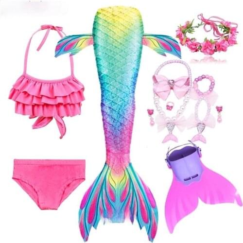 Little Mermaid Tail Anime Clothes Swimming Girls Costume Cosplay Girls Swimsuit kids Fantasy Beach Bikini
