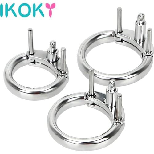 IKOKY Male Penis Lock Additional Cock Ring 3 Size Choose Chastity Device Restraint Cock Cage Accessories Male Masturbation
