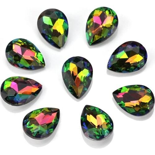 7 colors of glass crystals, good color, plastic frame on drop-shaped rhinestone beads crafts DIY Clothing accessories craft