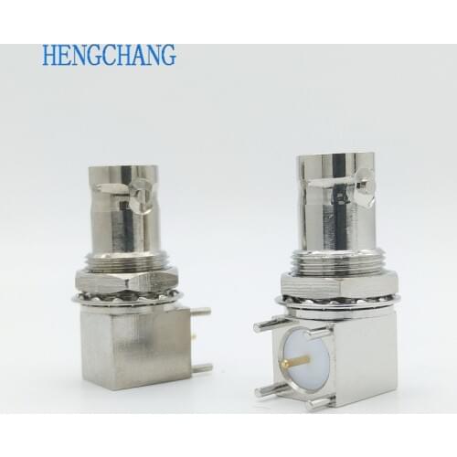 10pcs 5pole Right Angle BNC Female socket With Nut Bulkhead Connector for PCB Board