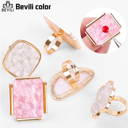 Nail Art Ring Palette Mixing Acrylic UV Gel Polish Painting Drawing Color Board Japanese imitation shell ring Palette Tools