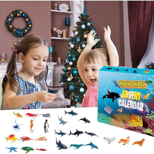 Advent Calendar Countdown Christmas childrens gift Advent Calendar 2020 Marine Animal 24Pcs Different Countdown Calendar Toy