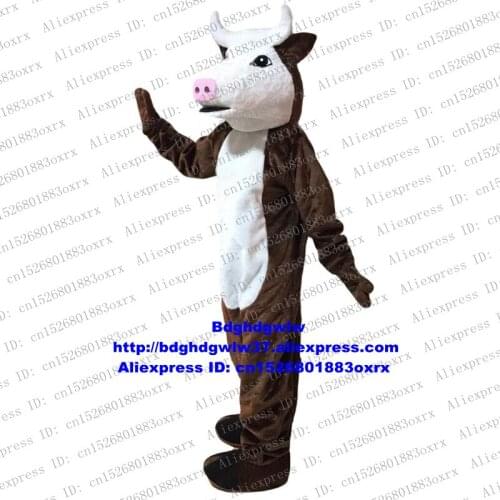 Brown Kerbau Buffalo Bison Wild Ox Bull Cattle Calf Mascot Costume Adult Character Cartoon Props Amusement Parkfunfair zx609