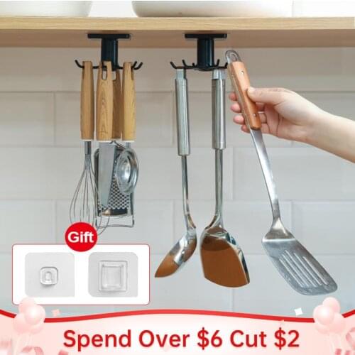 Kitchen Rotating Storage Hook Kitchen Supplies Organizer Holders Hook up Cabinet Storage Rack Accessories Kitchen storage Tools