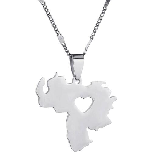 Stainless Steel Venezuela Map Pendant Necklace Jewelry Venezuelan Map Trendy Women Jewelry