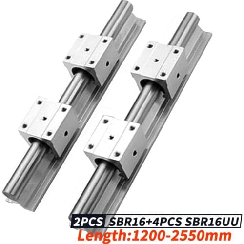 SBR linear rail 2pcs SBR16 16mm linear rail any length guide rail+4pcs SBR16UU SBR16LUU slide block for cnc