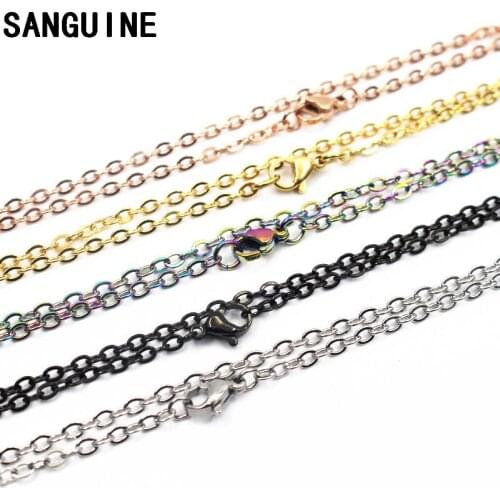 MIx 5pcs/lot Stainless Steel Lobster Clasp Chain Classic Chains 50cm Necklace For Floating Locket Women Jewelry
