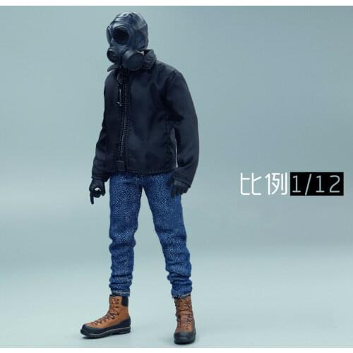 1/12 Scale Soldier Black Jacket Model for 6" Action Figure Doll Toys