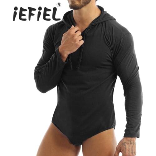 Mens Adult Baby & Diaper Lover Lingerie Bodysuit Bodystocking Crotch Hooded Sissy Gay Male Bodysuit Romper Pajamas for Role Play