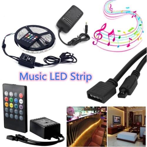 Music controller luces LED Strip 12V RGB light SMD 5050 set Waterproof lights 5M 10M 15M lamp 30LEDs/m 5 meters / roll neon lamp