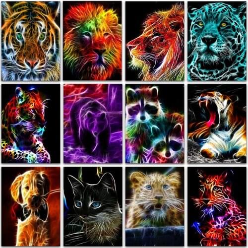 5D Diamond Painting Kit Paint Animals Dog Cat Tiger Lion Owl Cartoon Full Square&Round embroidery mosaic Cross stitch home decor