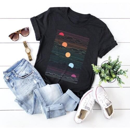 Hope the sun rises by the sea T-shirt Plus Size Cotton TShirt Loose Basic Tee Tops Harajuku Women Clothes Tshirt Camisetas Mujer