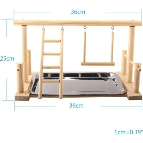 Parrot Standing Training Frame Bird Playground with Food Tray Birds Wooden Climbing Toys Pet Supplies