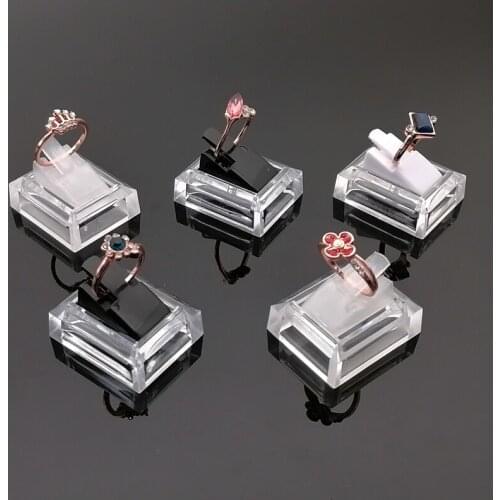 Wholesal 10pcs Plastic Black Clear White Ring Jewelry Display Showcase Decoration Stand Rack Photography Props Organizer Holder