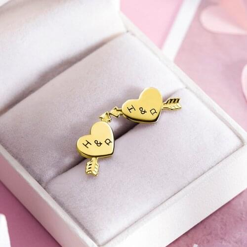Custom Initial Earrings For Women Jewelry S925 Silver Heart Custom Letter Earrings Female Nameplate Personalized Mother Friend