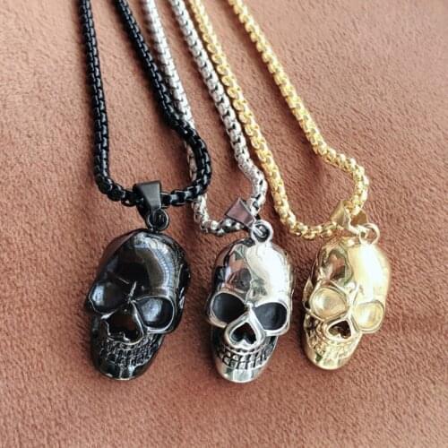 Gothic Stainless Steel Skull Cross Necklaces Death Skeleton Biker Anchor Pendant Necklace Men Women Punk Vintage Hip Hop Jewelry