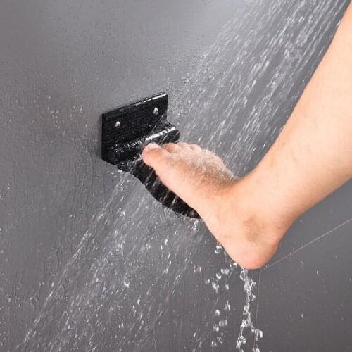 Shower Footstool Black/Silver Aluminium Alloy Auxiliary Pedal Bathroom Accessories Rest Pedestal Simple Hardware Holder