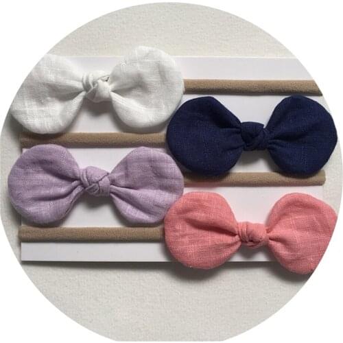 4pcs/lot Cotton Hair Bows Nylon Headband For Children Elastic Hair bands Set For Girls Toddler Baby Girl Hair Accessories New