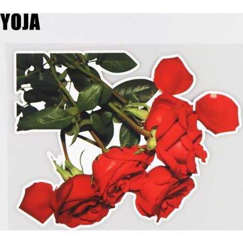 YOJA 18.2×14.3CM Red Rose Romantic Body Decoration Stickers Fashion Scratch Occlusion Car Accessories 19B-0050
