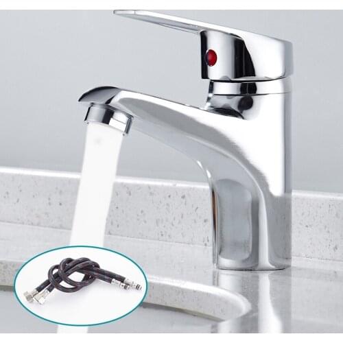 Luxury Bathroom Basin Faucet Chrome Single Handle Kitchen Tap Faucet Mixer Hot and Cold Water Hose Chrome Bathroom Accessory