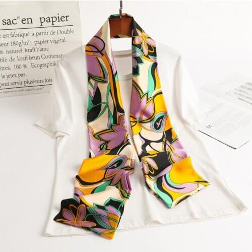 Silk Scarf Wide Long Silk Floating Led Scarf Neck Decoration with A Suit Double-layered Hair Belt