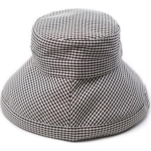 Fisherman Hat Women Girls Classic Sun Protection Adjustable Decorated with Plaid Pattern Easy-Matching