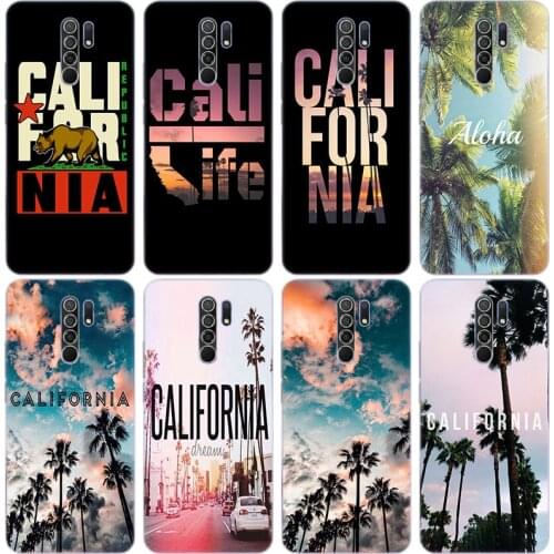 California Palm Trees Silicone Case for Xiaomi Redmi Note 10 9 Pro Max 10S 9S 8T 8 8A 9 9A 9C 9T K40 Pro 5G Soft Cover