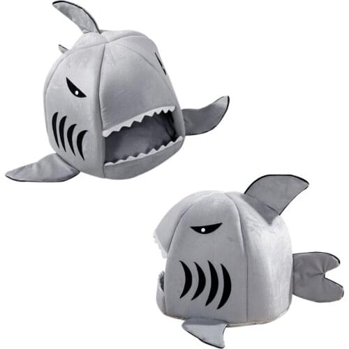 Collapsible Indoor Cat Puppy Bed House Pet Yurt Tent Shark Doghouse Warm Cozy Kennel Pet Cat Dog Bed