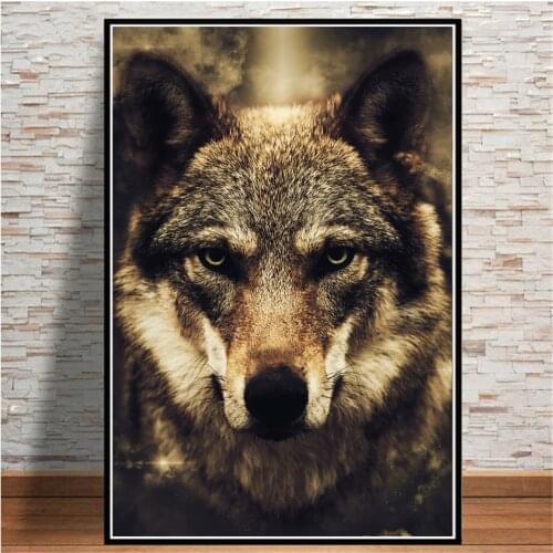 Brown Wolf Head Wild Animal Modern Art Prints Canvas Painting Poster On Wall Art Picture For Nordic Home Decor Living Room
