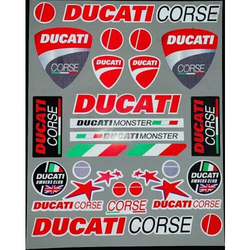Reflective Motorcross Motorbike Ducati Stickers Helmet Italian Flag Logo Decals Highly Moto Emblem