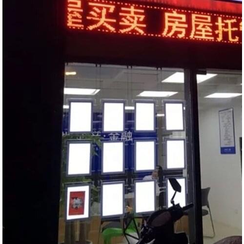 Vertically A3 Real Estate Agent One Side Hanging LED Window Display Acrylic Frame Light Boxes