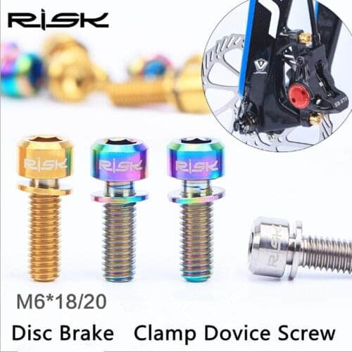 Disc Brake Clamp Screws Ultralight Titanium MTB Mountain bike bicycle 4pcs M6x18 M6x20mm Bolt Screw With Gasket Stigma Cone Head