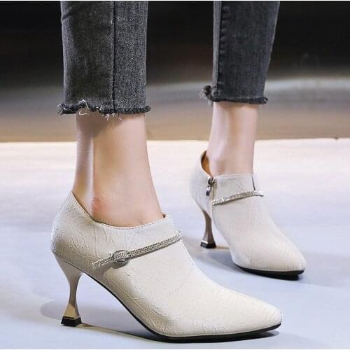 Sexy Pointed Toe Ankle Boots Women Pumps Stiletto Solid Color Party Shoes Woman High Heel Shoes Party Shoes Zapatillas Mujer New