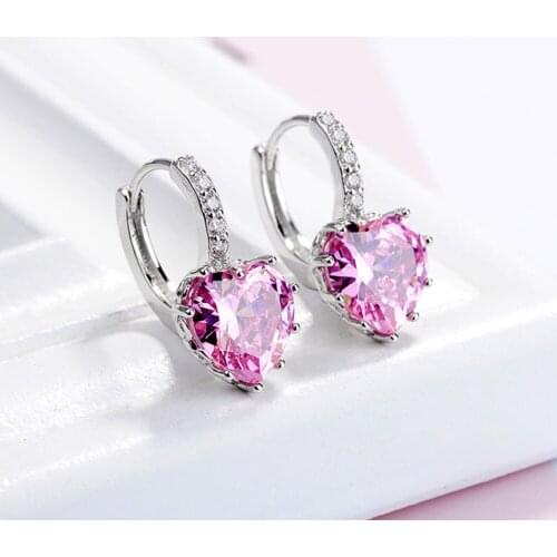 Zircon Earrings Women Fashion Ears Jewelry Accessories Heart Earrings Rhinestone Jewelry 2020 Female Party Decorations
