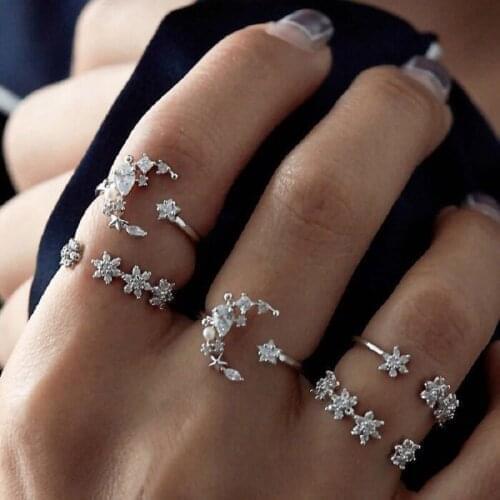 2021 Real 925 Sterling Silver Top Quality Delicate Daisy Flower Cz Cute Girl Women Gift Fashion Elegant Open Adjust Finger Rings