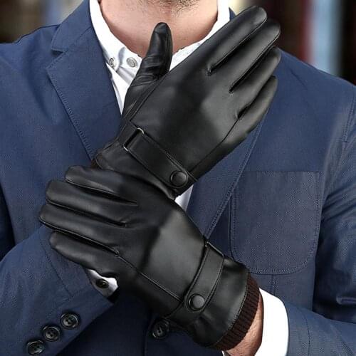Winter Outdoor Faux Leather Warm Waterproof Full Finger Touch Screen Gloves