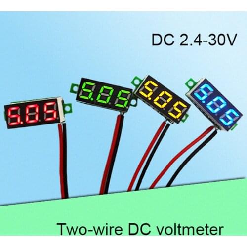 1pcs DC 0-30V 2 Wire LED Display Digital Voltage Voltmeter Panel Car Motorcycle 4 colors