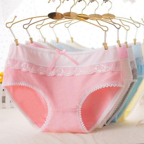 1PC Lace Edge Bow Underwear Cotton Womens Hip Lifting Breathable Briefs