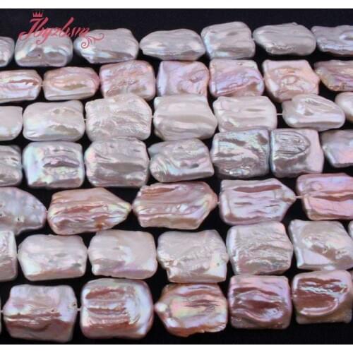 15x18-17x20mm Rectangle Cultured Freshwater Pearl Natural Stone Beads For DIY Necklace Bracelet Jewelry Making 15" Free Shipping