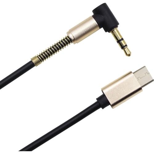 USB Type C To 3.5mm Angled Car Audio AUX Cable Cord For Samsung Galaxy Note 7/8