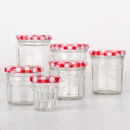 5pcs/lot Transparent Glass Jars Seal Jars Grains Storage Bottles Spice Lemon Honey Jar Kitchen Storage Cans Storage Organization