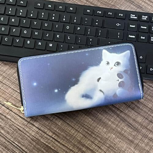 Lady Purses Long Women Wallets PU Leather Handbags Brand Design Cat Money Bag Female Girls Coin Purse Cards Holder Wallet Burse