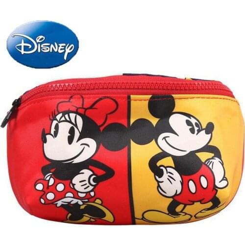 Disney Minnie Mickey Mouse Woman Sports Waist Bag Hip Hop Shoulder Chest Bag Large Capacity Lady Cartoon Makeup Handbag Cute
