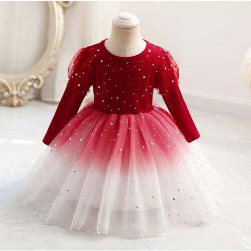 Christmas Girls Dress Big Bow Elegant Princess Dress Kids Dresses For Girls Wedding Evening Party Ball Gown Children Clothing