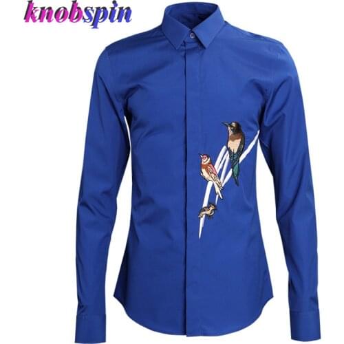 Europe Fashion Men Shirt 2019 Elegant Embroidery long sleeve Slim Casual Camisas masculina Solid Business male Dress Shirts 4XL