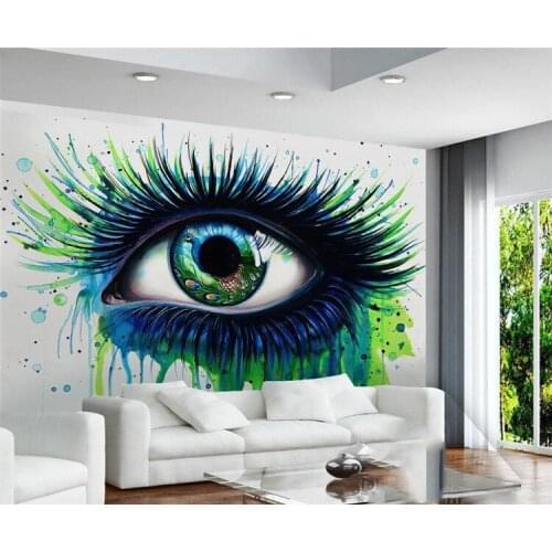 Custom Photo Wallpaper 3D Peacock Blue Eyelashes Painted Abstract Oil Painting papel de parede wall papers home decor