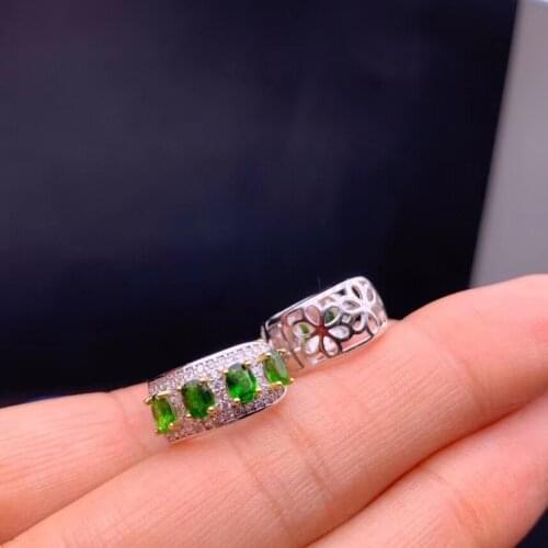 Grace delicate Row S925 silver natural green diopside drop earrings Ear clasp natural gemstone women birthday gift jewelry